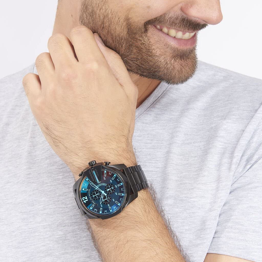Diesel DZ4318 Mega Chief Chronograph Men's Watch – Black Dial & Black Steel Strap