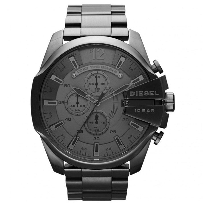 Diesel DZ4282 Mega Chief Chronograph Men's Watch – Grey Dial & Grey Stainless Steel Strap